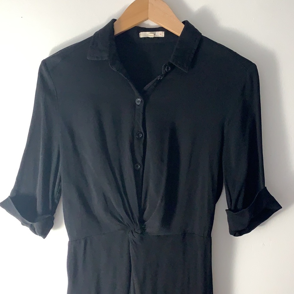 Button Down Knot Shirt Dress